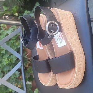 Zodiac Ankle Strappy Wedge Platform Sandals Cork Sole SZ 9